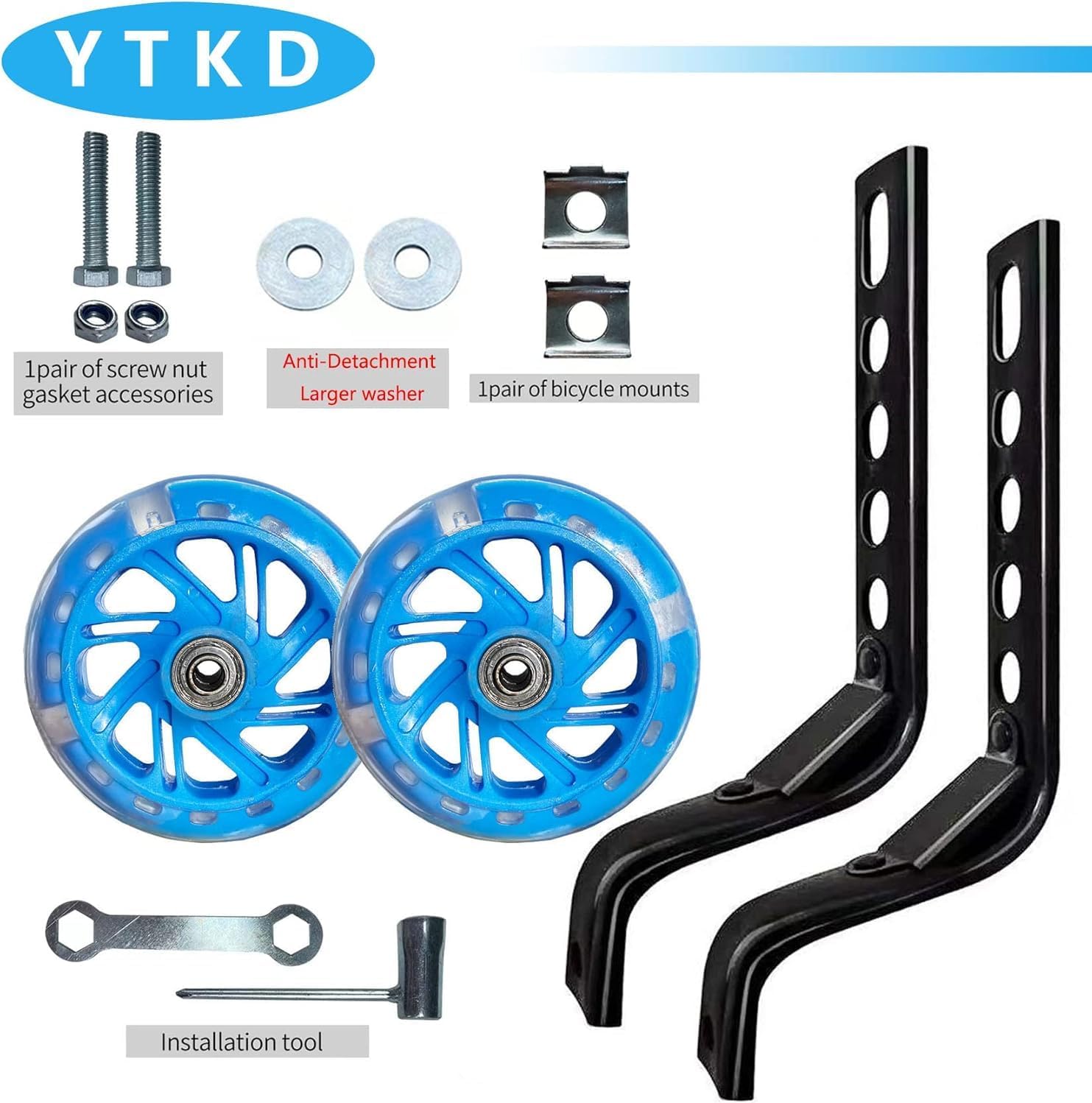 Training Wheels for Bicycle,Flash Mute Wheel Compatible for Bikes of 12-20 Inch 1 Pair