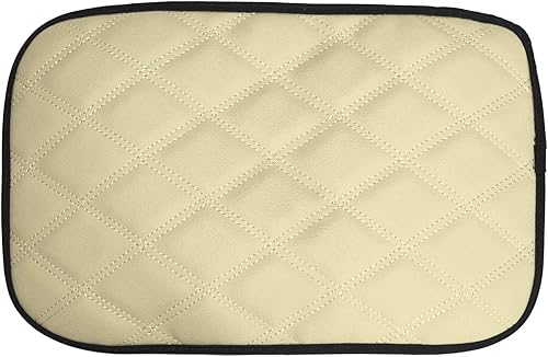 FH Group Cojín de reposabrazos de consola central de lujo de piel sintética con patrón de diamante, protector de asiento para la mayoría de