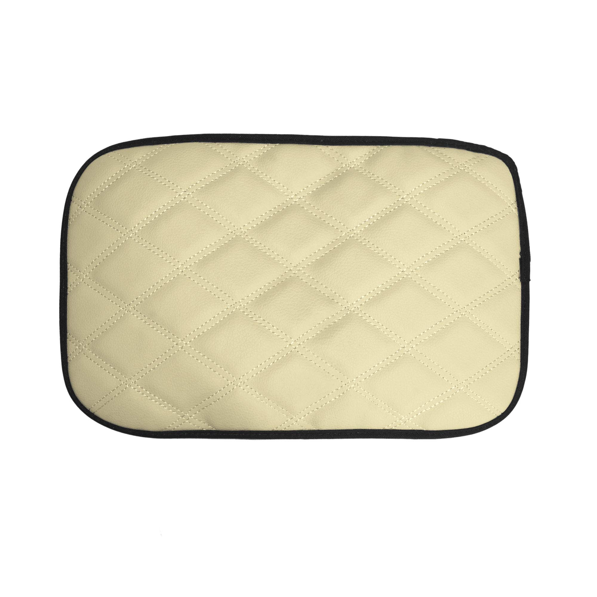 FH Group Faux Leather Diamond Pattern Center Console Armrest Cushion, Luxury Seat Box Cover Protector fits Most Cars, SUVs, and Trucks Beige