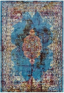 Rizzy Home Alora Decor Morocco 76" x 95" Blue/Rust/Gold/Cream Power-Loomed Area Rug