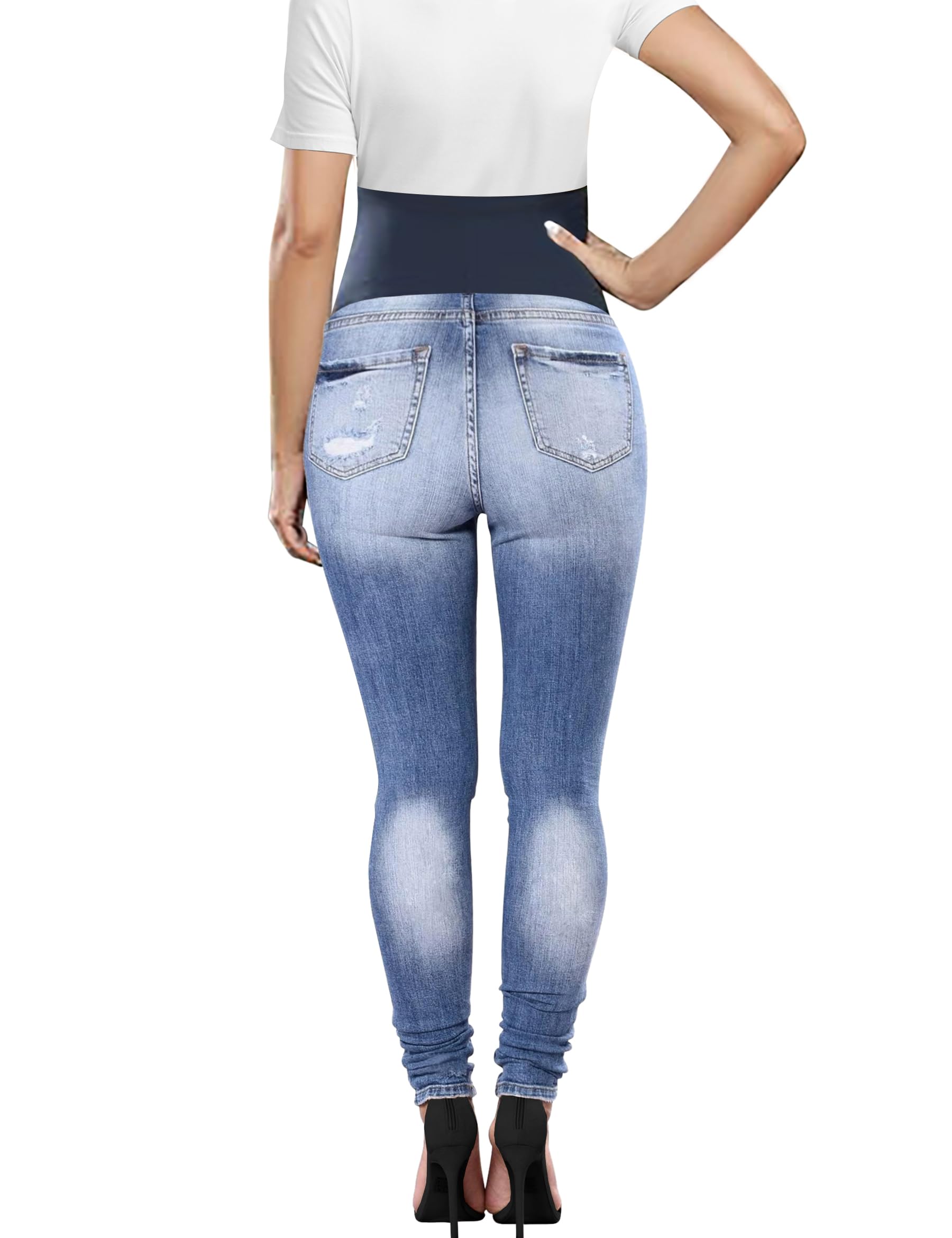 Fengbay Jeans premaman da donna sopra il pancione, in denim elasticizzato, strappati, vestibilità aderente, pantaloni premaman casual
