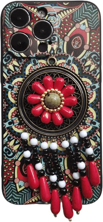 Boho Tassel Case for iPhone 11 Pro Max Case Cover, Slim Fit Vintage Case Cover with Retro Beaded Designs for Women Girls, Durable Soft Silicone Shockproof Protective Smartphone Case