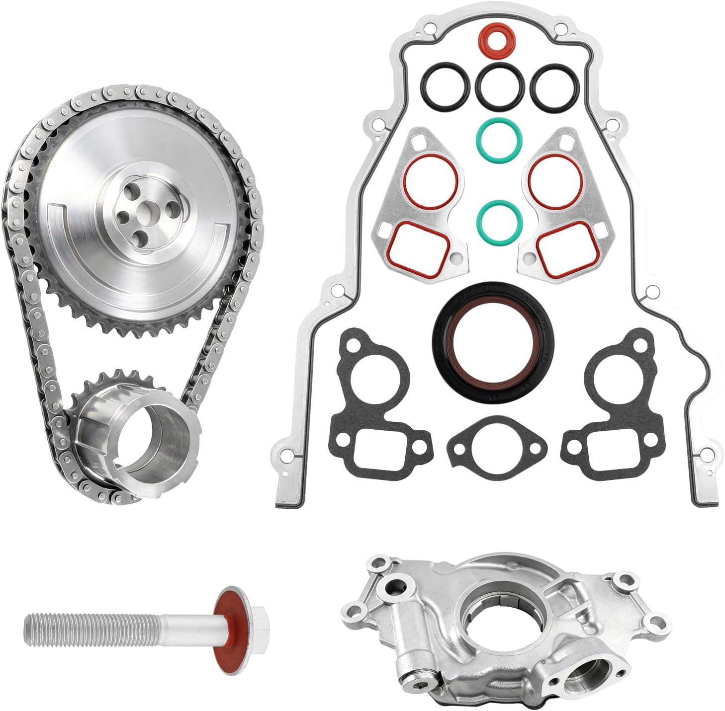 LS High Volume Oil Pump Timing Chain Kit w/Gaskets (M295HV) for 1999-2019 Chevrolet (Chevy) Silverado 1500/Tahoe/Suburban, GM Sierra 1500/Yukon, Cadillac Escalade (4.8L/5.3L/6.0L) - Replaces 12696357