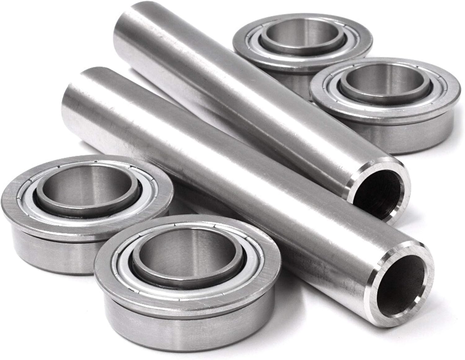 HD Switch - 2 Kits - Stainless Steel Front Axle Upgrade fits Husqvarna 581199701, 516001901, 516001902 - Front Wheel Rebuild, with Bushing to Bearing Conversion Kit