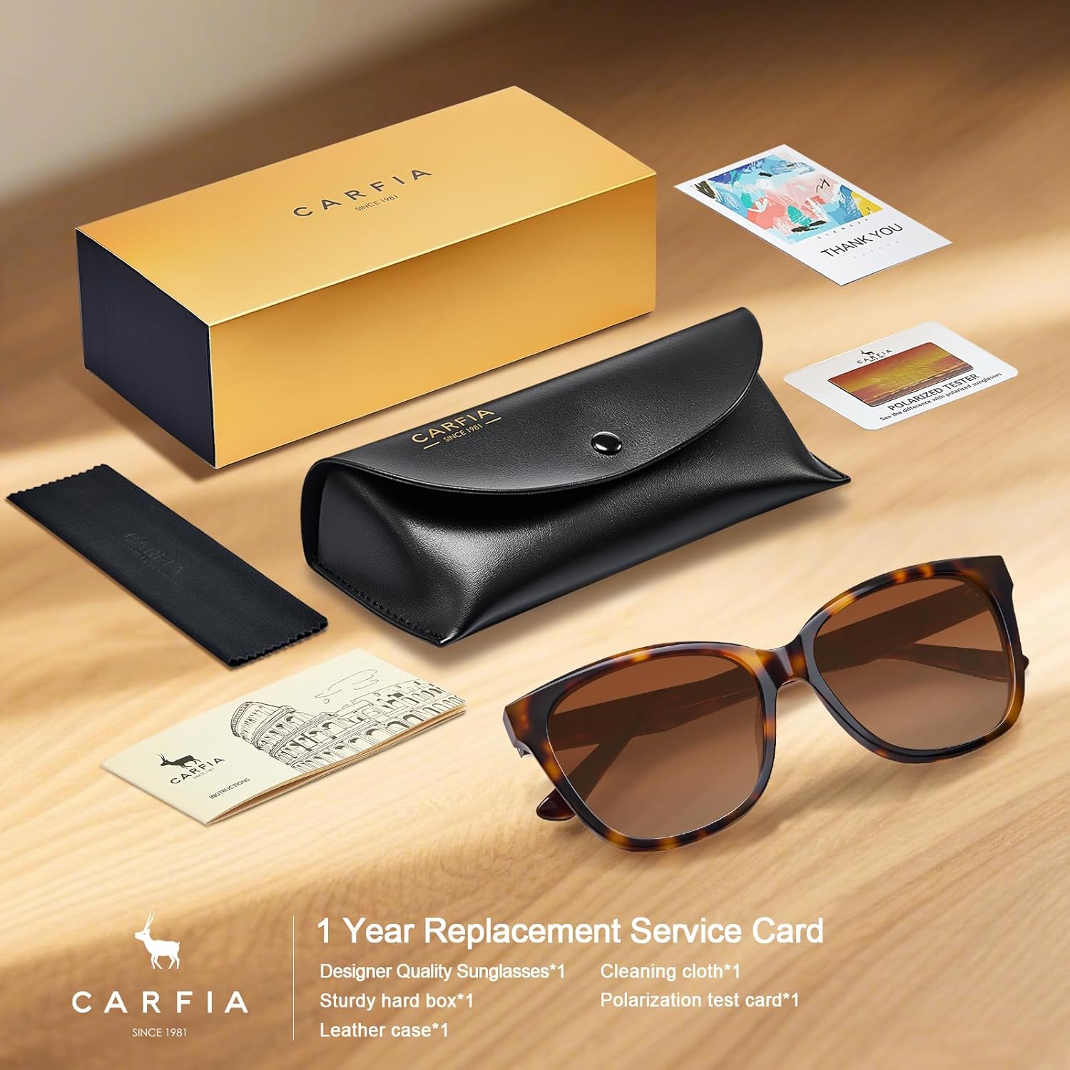 CARFIA Square Polarized Sunglasses for Women UV Protection, Italian Design Retro Embossed Pattern Wire Core Driving Shades
