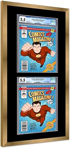 Miniatura 84 de Poster Palooza Marco de cómic con paspartú para 2 cómics CGC, CBCS o PGX Graded Comics – Marco de cómic negro para cómics de 8.125 x 13 pulgadas