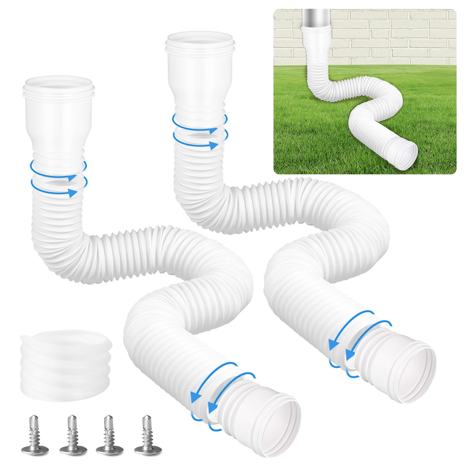 Extensión Flexible Para Bajante De Canalón - Ajustable De 45 A 150 Cm, Para Diámetros 80-100 Mm, Incluye Adaptadores Y Tornillos