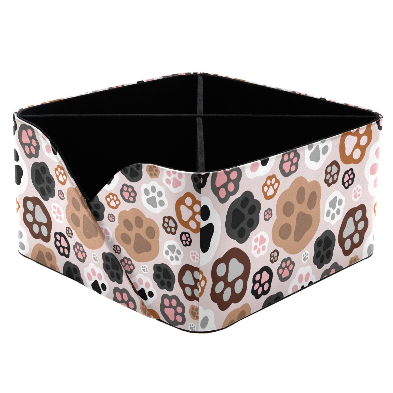 KengjuTesu Cat Paw Cute Pet Footprint Pattern Desktop Organizer Pen Holder, Rectangular Pencil Cup for Office, Study and Makeup Stations