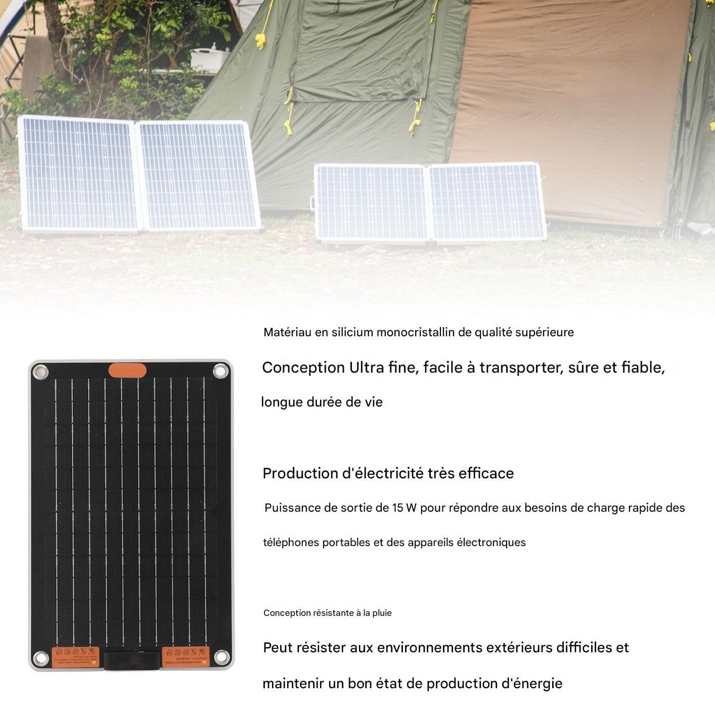 Chargeur Solaire Charge sans Fil étanche extérieur avec Alimentation