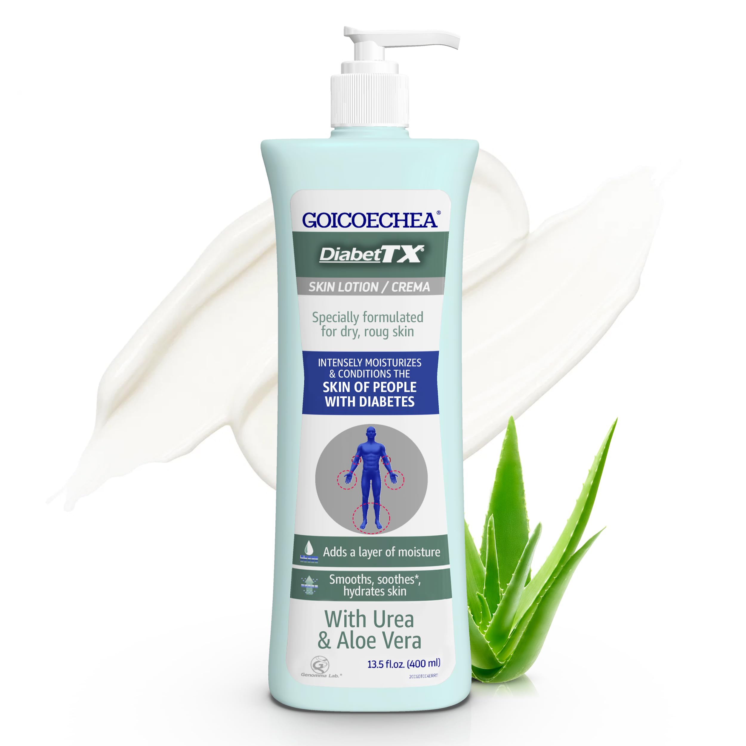 Goicoechea Diabet TX Body Lotion, Skin Care for Diabetes, Moisturizer for Dry Skin, Fragrance Free Moisturizing Cream, Improves Appearance of Varicose Veins & Blemishes, 13.5 oz