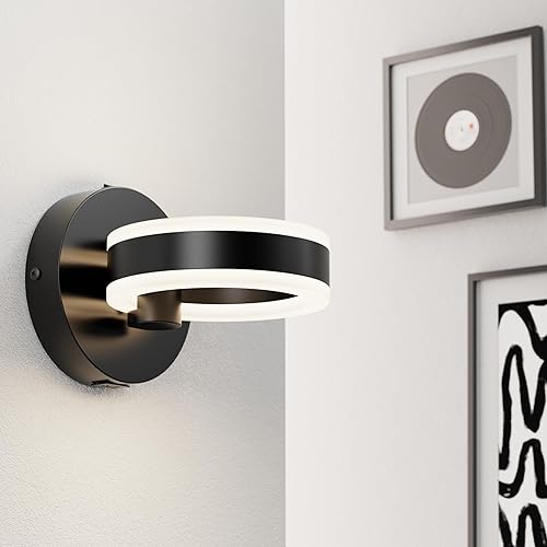 Miniatura 7 de Lámpara de pared LED con interruptor integrado y puerto de carga USB, lámpara de pared con cable de 110 voltios de CA (blanca)