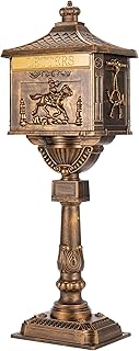 ZOTORUN Mailbox Rustproof Cast Aluminum Locking Security Post Mount, Large, Bronze