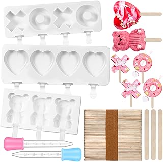 FillTouch 3 Pack Heart Shaped Cakesicle Molds Heart Bear Xoxo Shaped Ice...