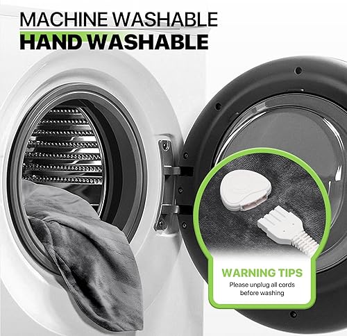 Miniatura 9 de Magshion Manta térmica pequeña y suave para oficina, lavable, manta eléctrica con temporizador, gris oscuro, 45 x 60 pulgadas