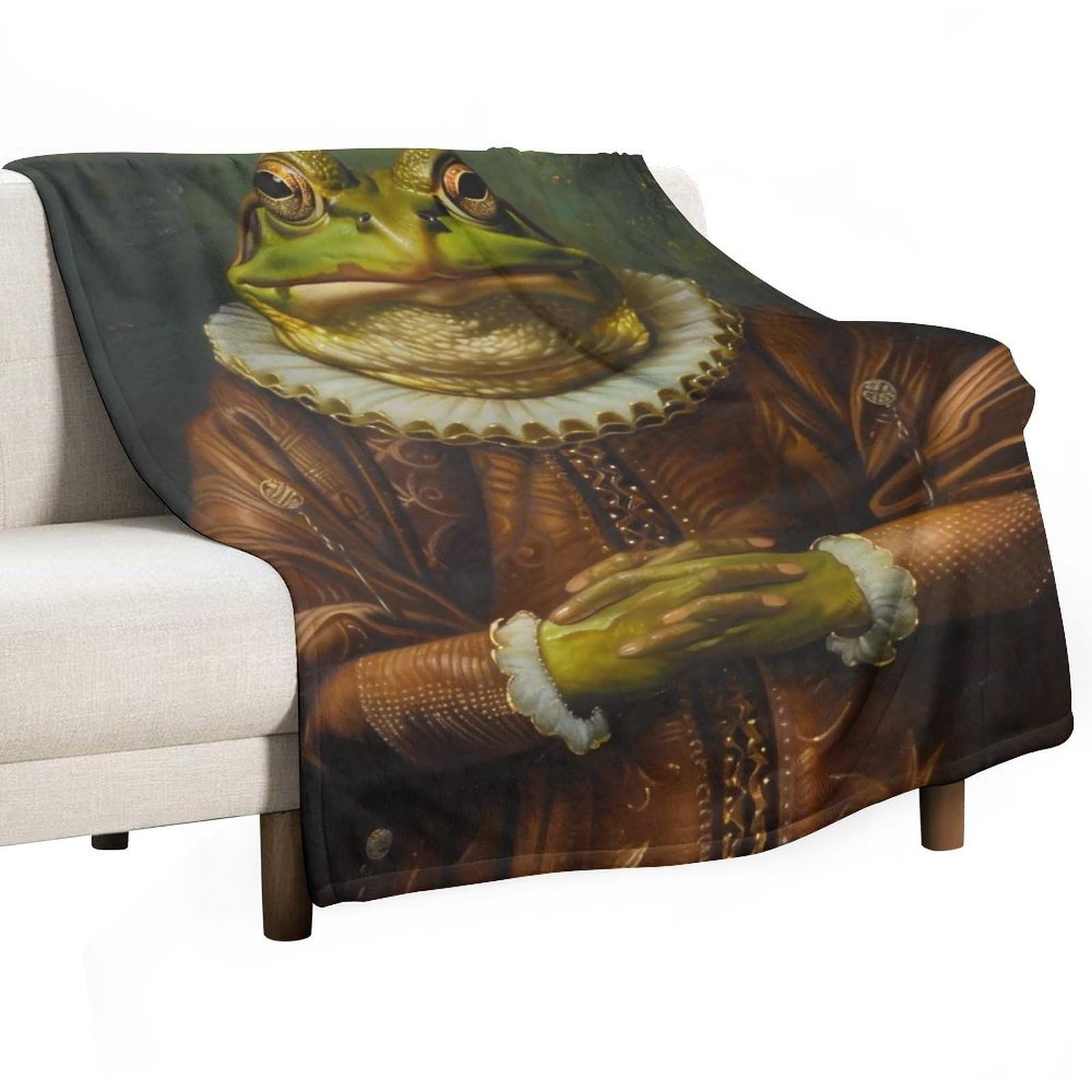 YHGSREUOH Frog Mona Lisa 01 Flannel Blankets Fleece Soft Throw Lightweight Plush Gifts for Couch, Bed, Cozy Sofa Plush, Chair, Lovers 150x200cm(60x80in)