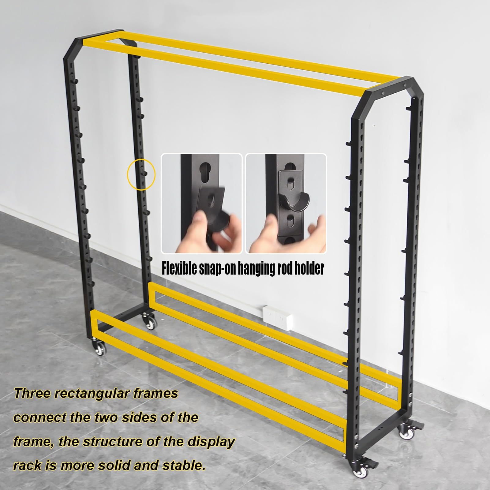 Regulowany wózek ekspozycyjny z tkaniny z 10 prętami, metalowy organizer do przechowywania rolek winylowych, na okłady samochodowe, obrusy, tapety i folia okienna, wys. 210 cm x szer. 160 cm