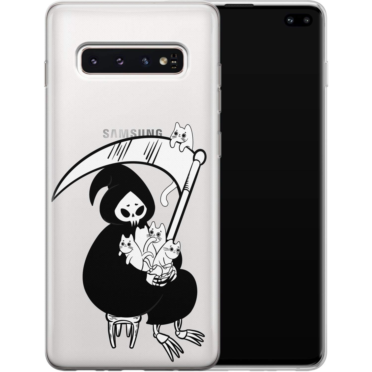 Vonna Phone Case Replacement for Samsung S21 FE Ultra S20 Plus S10 Note 20 5G S10e S9 Adorable Lover Funny Cover Death Cuddle Slim fit Soft Kawai Kitties Cat Smooth Print Design Flexible Cute a098