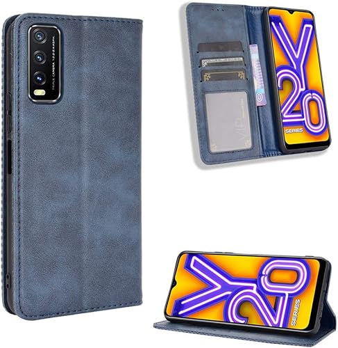 Jielangxin Keji - Funda de piel sintética para Vivo Y20 2020 V2029 y Y20i V2027, color azul Jielangxin Keji - Funda de piel sintética para Vivo Y20 2020 V2029 y Y20i V2027, color azul