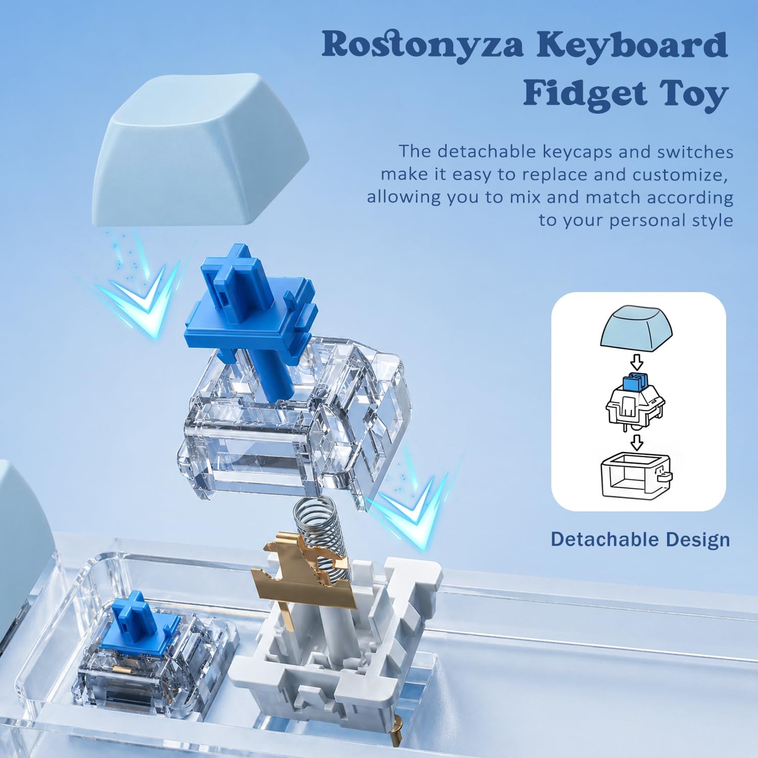 Keyboard Fidget Toy, Creamy Fidget Clicker Keyboard Fidget Keychain, Button Fidget Gifts for Adults, Boost Focus & Ease Anxiety Anywhere — Perfect Stress-Relief Gift (3×3 Grid Layout P)