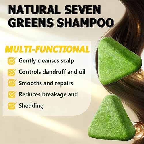 Miniatura 2 de Paquete de 2 barras de champú Nature Triangle, champú de jabón verde Nature Siete, barra de champú Usman Grass, fortalece el cabello, barra de