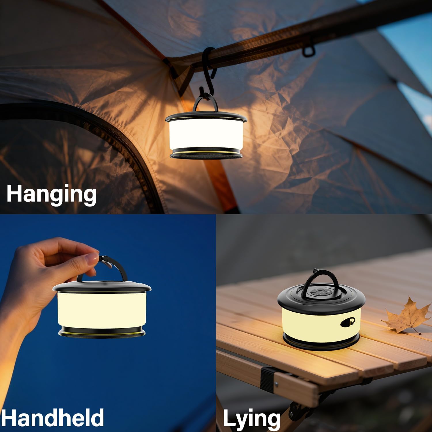 2 Pieces Camping String Lights, 3 in 1 Quick Storage 32.8FT Rechargeable Fairy String Lights with 6 Lighting Modes, Portable LED Lamp for Christmas Decor Patio Party Camping Essentials