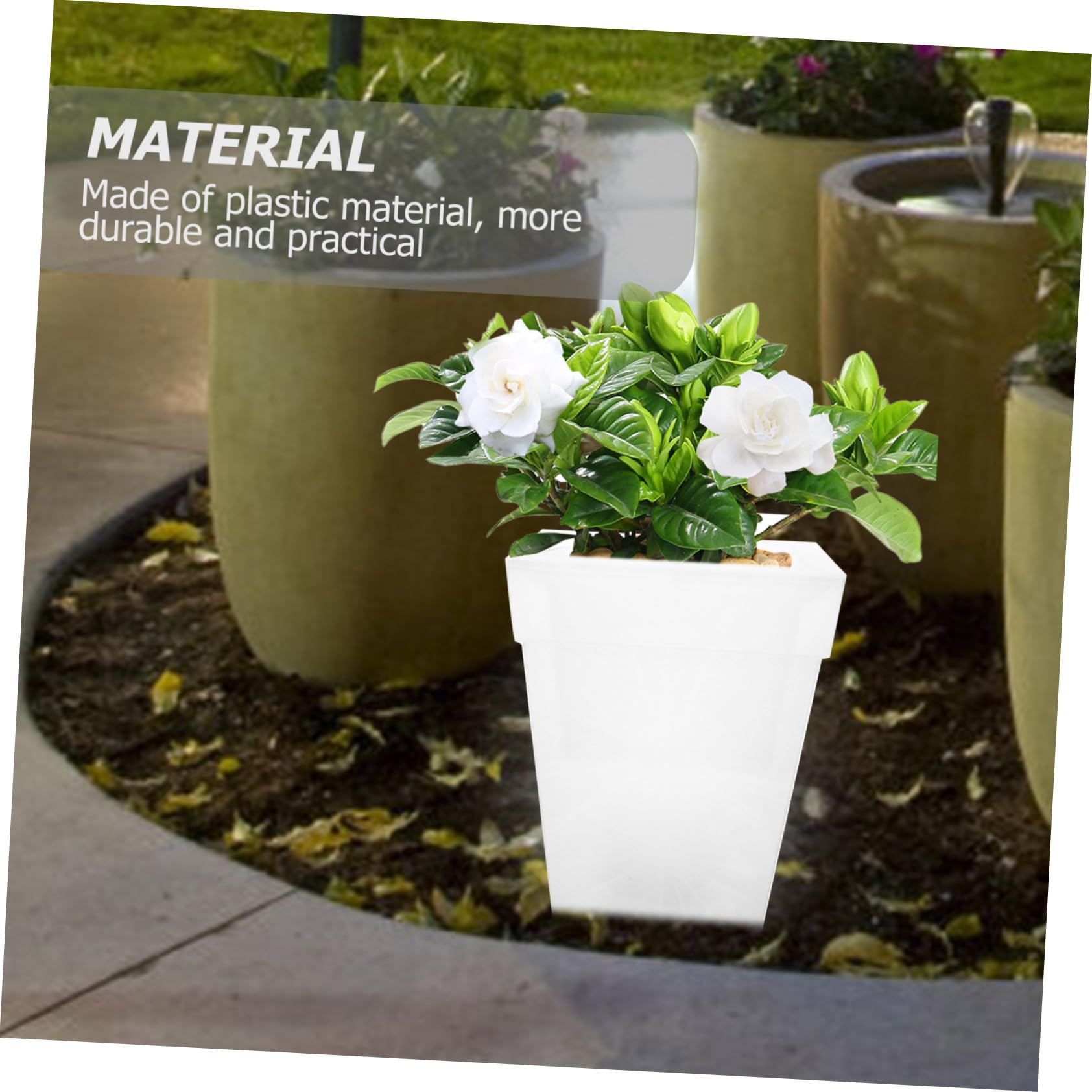 NUOBESTY Lampada Solare Da Fioriera Decorativa, Vaso Luminoso Esterno Grande in Plastica Per Giardino Luce Bianca a Energia Solare, Fioriera Da Giardino Per Ambienti Esterni