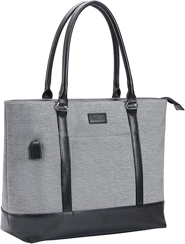 ANKUER Bolsa de trabajo para laptop con puerto USB, bolsa de negocios de hombro para laptop de 15.6 pulgadas