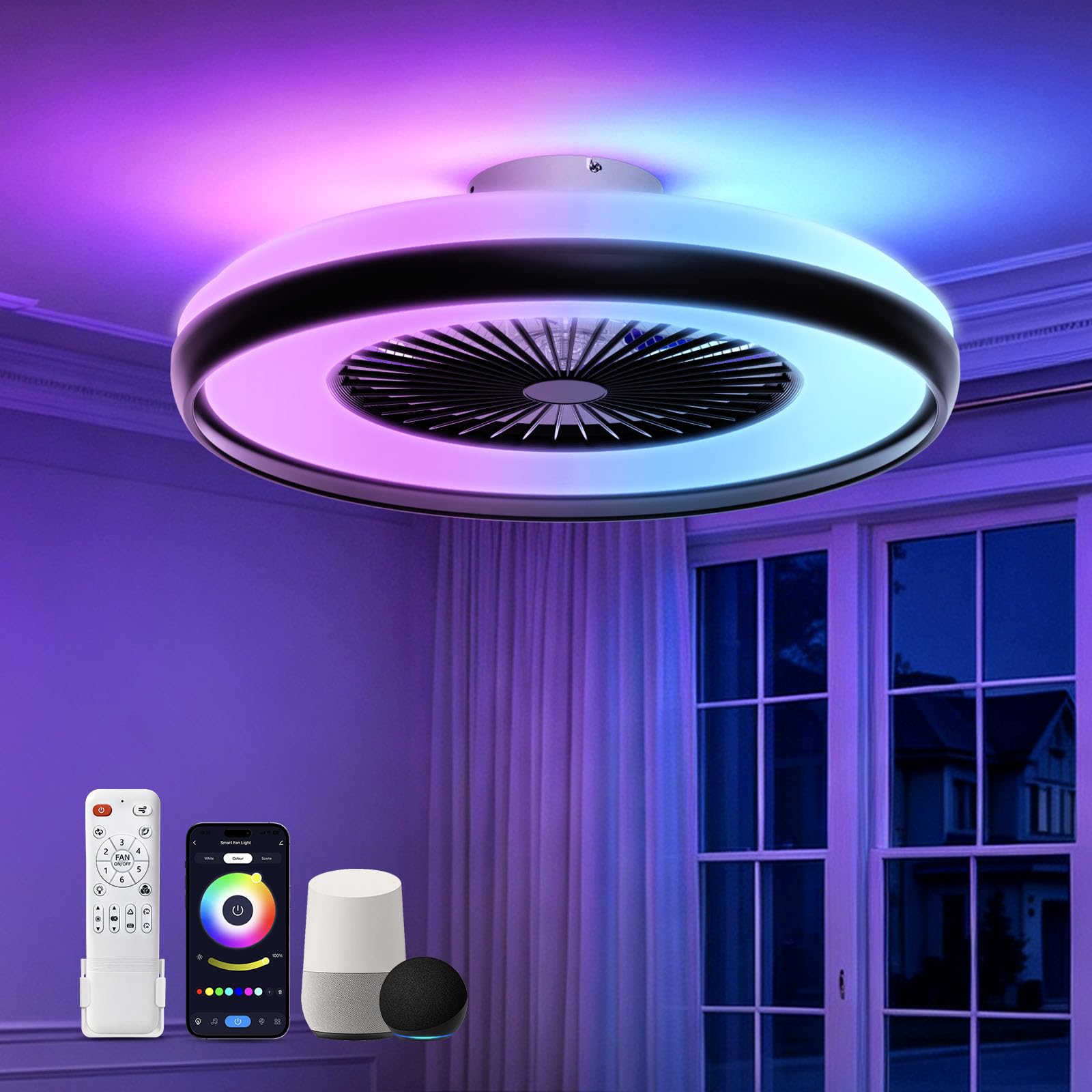 SUNLINKCO RGB Bladeless Ceiling Fan
