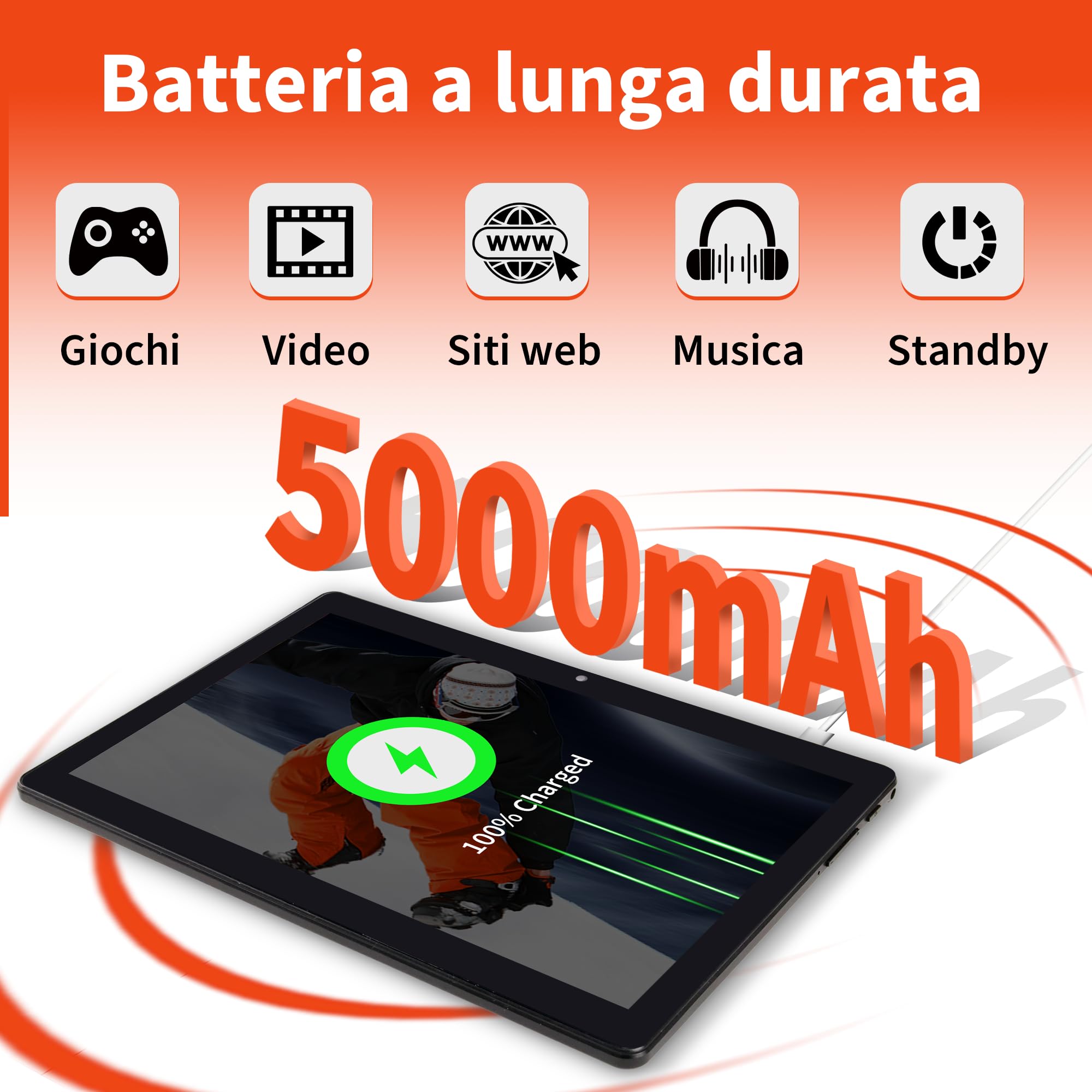 Veidoo Tablet Android portatile 2 in 1 con tastiera, mouse e stilo, tablet 10,1 pollici IPS HD schermo con 7 GB di RAM (3 GB + 4 GB) 64 GB ROM espandibile a 512 GB, processore Octa-Core, WiFi 6
