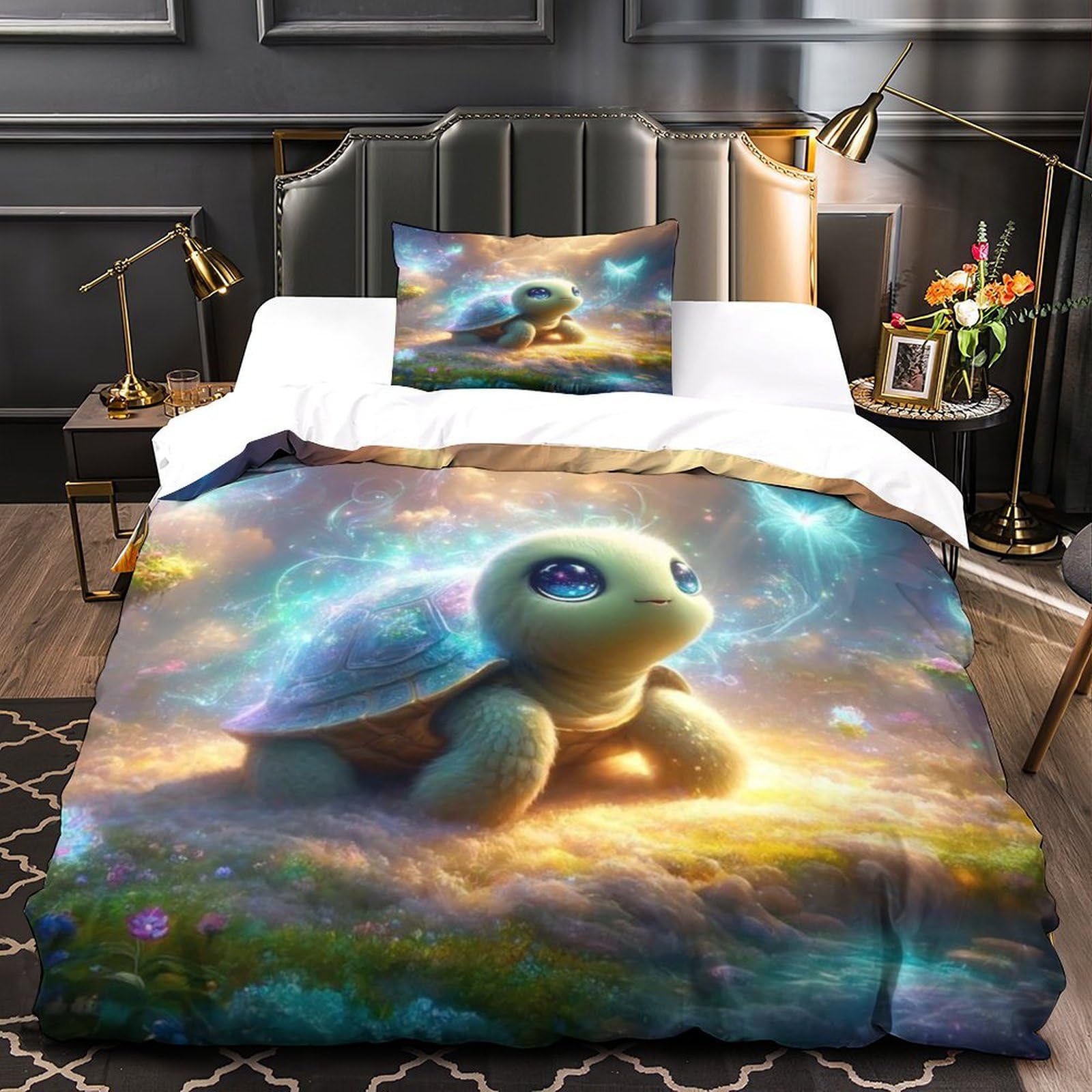 100% Baumwolle Ozean Bettwäsche Sets 135x200 Sea Turtle Tröster Abdeckung Für Kinder Kleinkind,Aqua Schildkröte Bett Set Marine Tier Bettbezug,Teal Zebra Quilt Cover,Coral Dekor Cozy