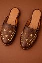 Women’s Casual Slip-On Mule Flats, Synthetic Leather Ethnic Jutti Style Backless Loafers with Cutwork Design, Office & Casual Use (UK Footwear Size System, Adult, Women, Numeric, Medium, 7) Brown gallery image