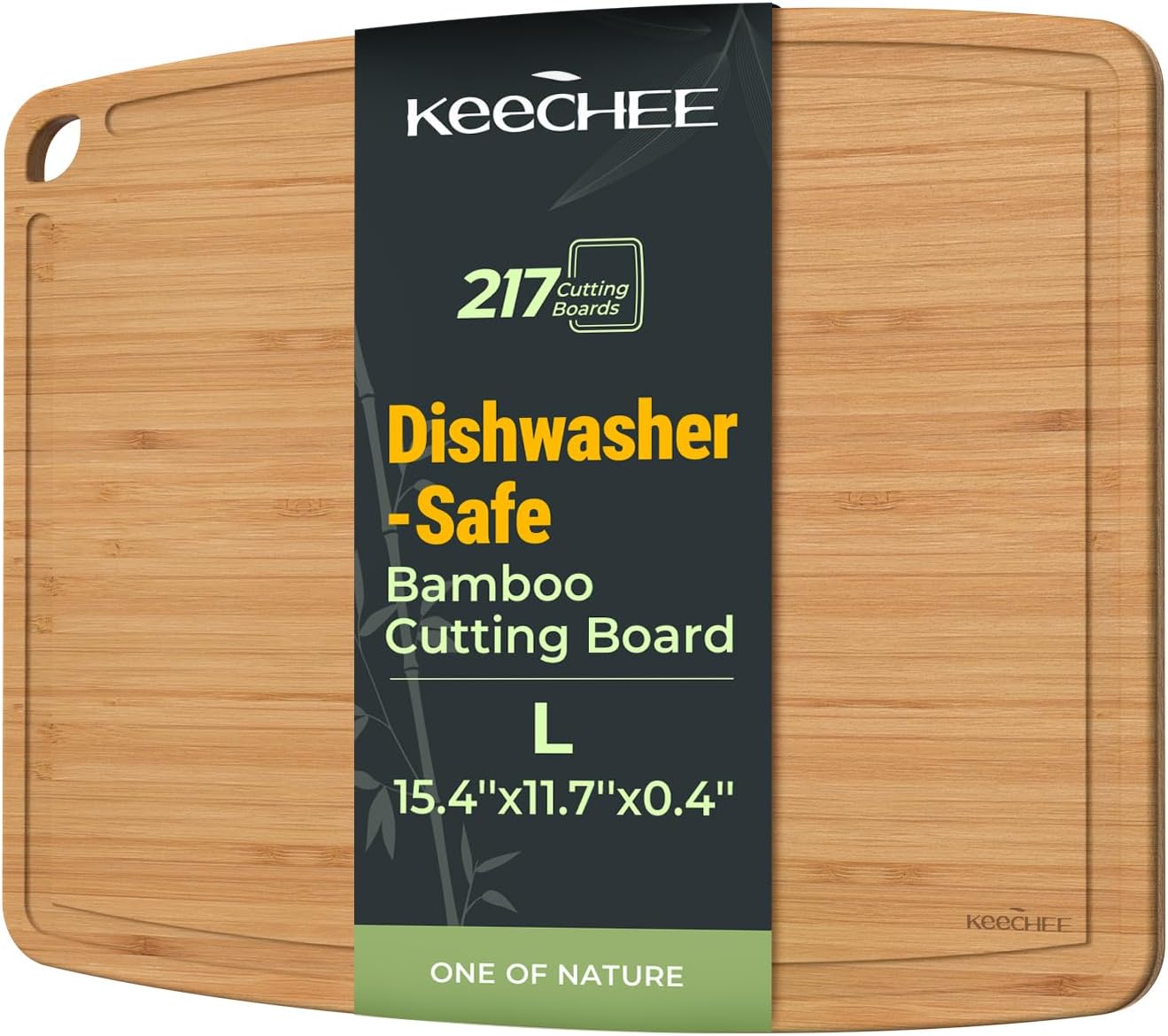 Keechee Dishwasher Safe Bamboo Cutting Boards 15.4x11.7in Heat-Resistant Chopping & Charcuterie Board with Juice Groove, Durable Lightweight Kitchen Essentials for Meat, Vegetables, Easy Clean