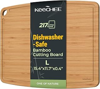 Dishwasher Safe Bamboo Cutting Boards 15.4x11.7in Heat-Resistant Chopping & Charcuterie Board with Juice Groove, Durable Lightweight Kitchen Essentials for Meat, Vegetables, Easy Clean