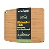 Dishwasher Safe Bamboo Cutting Boards 15.4x11.7in Heat-Resistant Chopping & Charcuterie Board with Juice Groove, Durable Lightweight Kitchen Essentials for Meat, Vegetables, Easy Clean