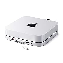 SATECHI 7 in 1 USB C Hub per Mac Mini M2, M1, Supporto e Adattatore Multiporta con Lettore di Schede Micro, SD, USB 3.0 e Jack Audio da 3,5 mm (Non per Mac Mini M4) – Argento