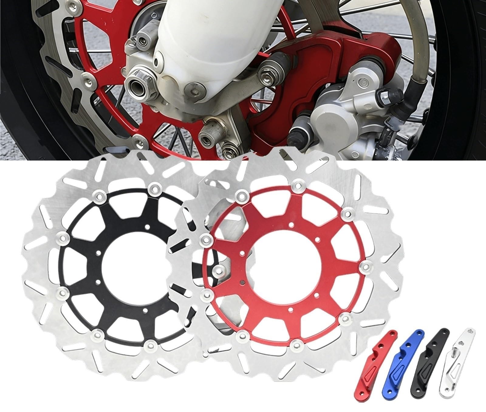 przednia tylna tarcza hamulcowa Pasuje Do CR CRF 250R 450R 250X 450X 450RX 2002-2023 Motocross 320MM Przedni Pływający Wspornik Zacisku Tarczy Hamulcowej przednia tarcza hamulcowa(Silver Bracket)