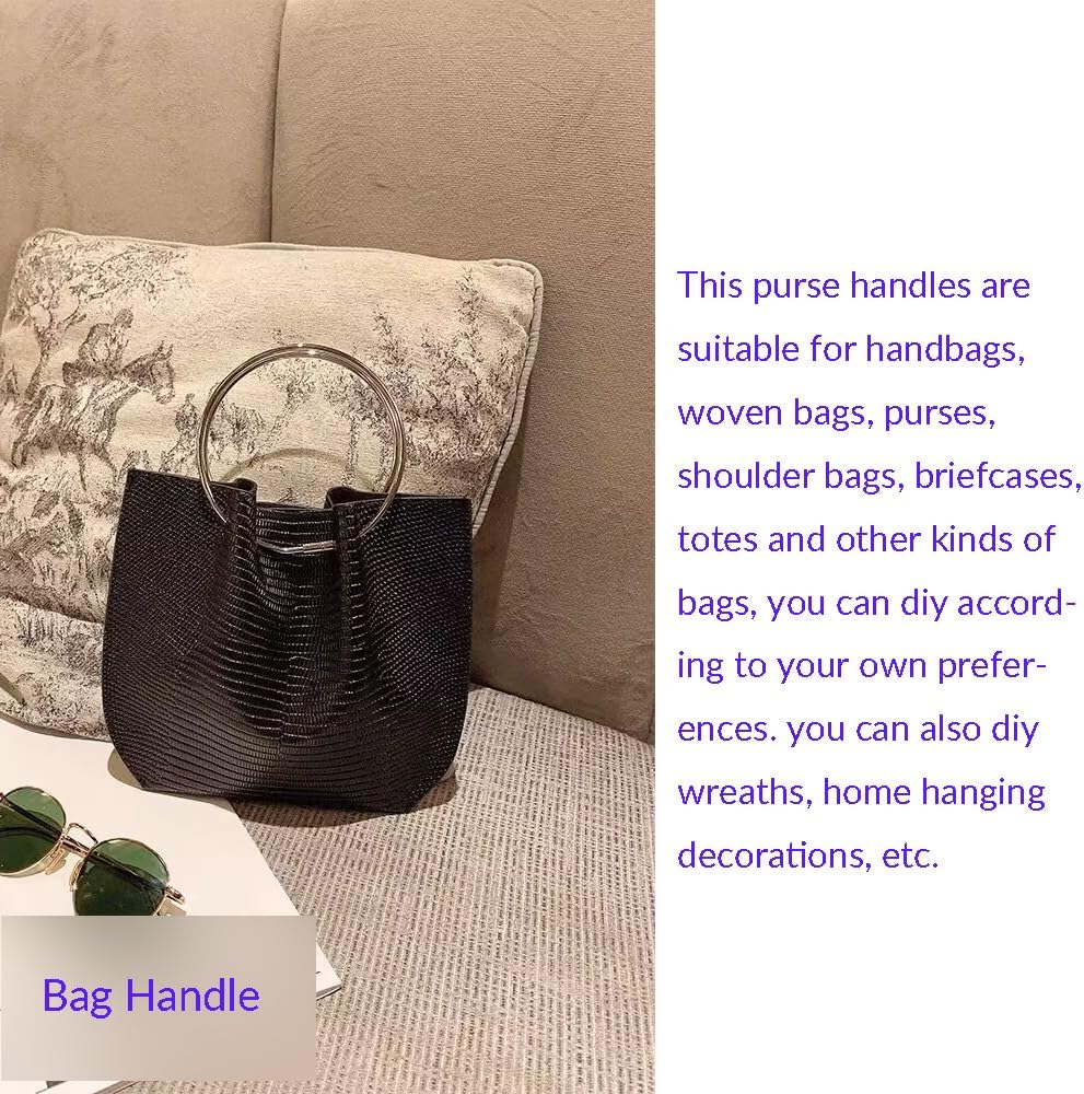 8 Pcs Metal Ring Bag Handle, 4.33 Inch Round Replacement Purse Handles for Handbag Hardware DIY Making, 3 Colors - Image 5