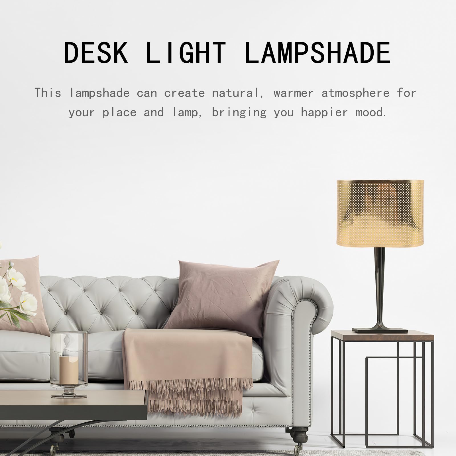 Paralume Oro per Lampada da Terra Leggero Semplice Struttura per Soggiorno Crea Atmosfera Naturale Elegante e Delicato Stili multipli