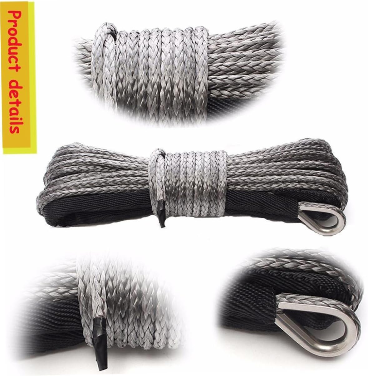 15m Heavy Duty Winch Rope Synthetic Winch Cable for ATV Utv SUV Towing Capacity