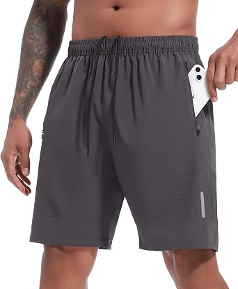 SIHOHAN Men's Gym Shorts 7 Inch Sports Shorts Quick Dry Running Shorts Athletic Lightweight Workout Shorts with Zipper Pockets