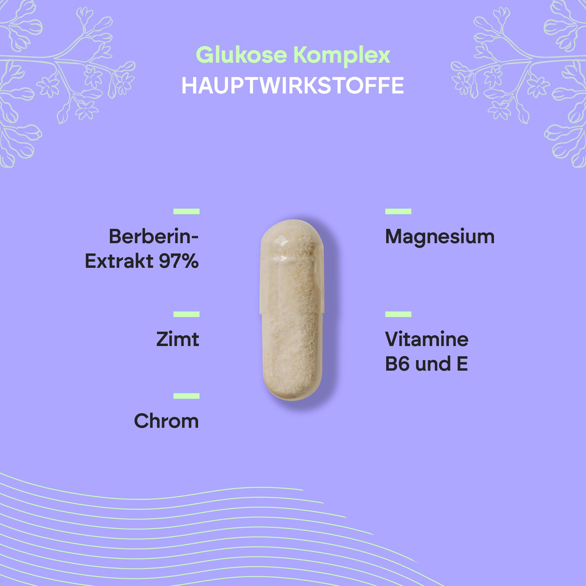 Glukose Komplex 2000mg - Berberin Zimt Chrom Bittermelone Gymnema Schwarzer Pfeffer Vitamin E B6-90 Kapseln Nutralie
