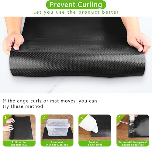 Miniatura 6 de WochiTV Revestimiento de estante para gabinetes, cajones de 11.8 pulgadas x 4.9 pies, no adhesivo, de plástico EVA, impermeable, alfombrillas