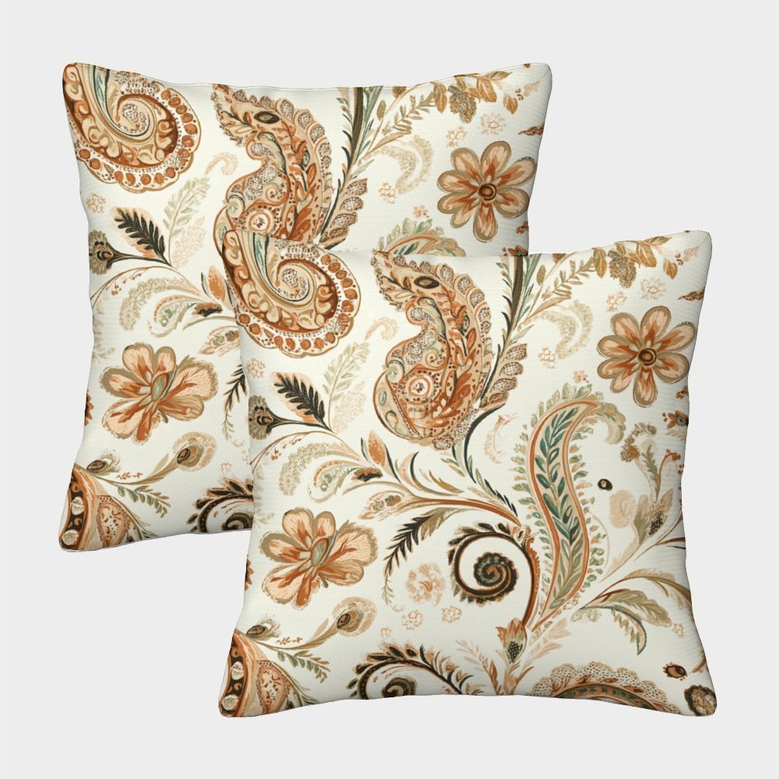 kaiyun 2 Pack Paisley Pattern,Cream Pillow Case 50x50cm Throw Pillow Case,Modern Decoration Pattern for Terrace Sofa Bedroom Indoor Outdoor Party