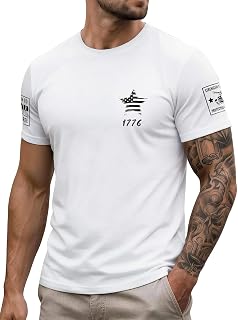 Men's Patriotic American Flag T Shirt Vintage Graphic Tee | 95% cotton comfort with stretch, breathable feel and American pride