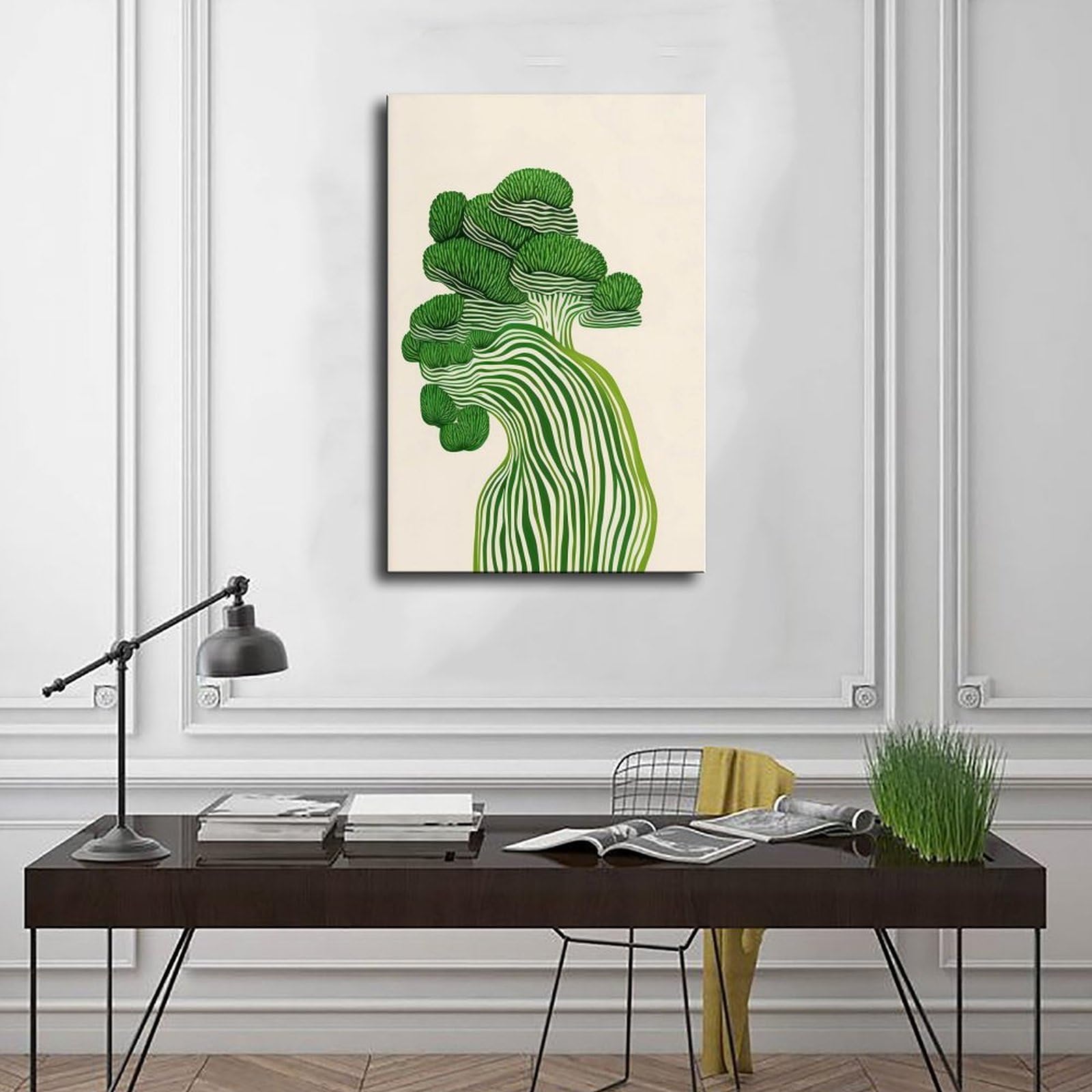 Moderner Brokkoli-Druck, neutral, abstrakt, Leinwandposter, Wandkunstdruck, Bild, Gemälde, 50 x 75 cm