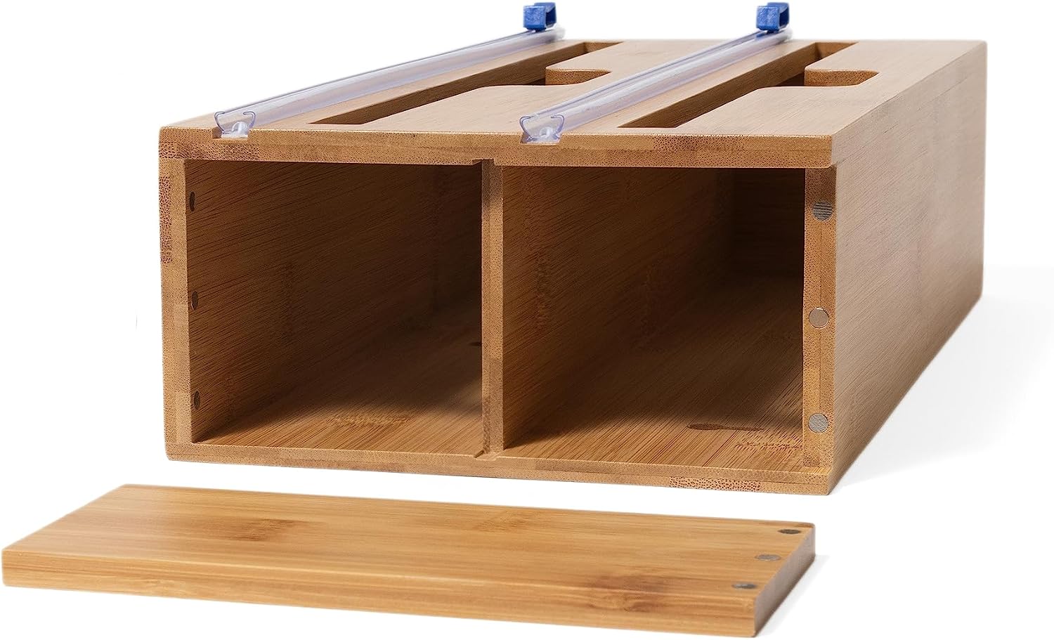 Lipper International Bamboo Dispenser with Cutter for Aluminum Foil, Plastic Wrap, or Wax Paper, 2-in-1, 13 7/8" x 6 3/4" x 4" image 3