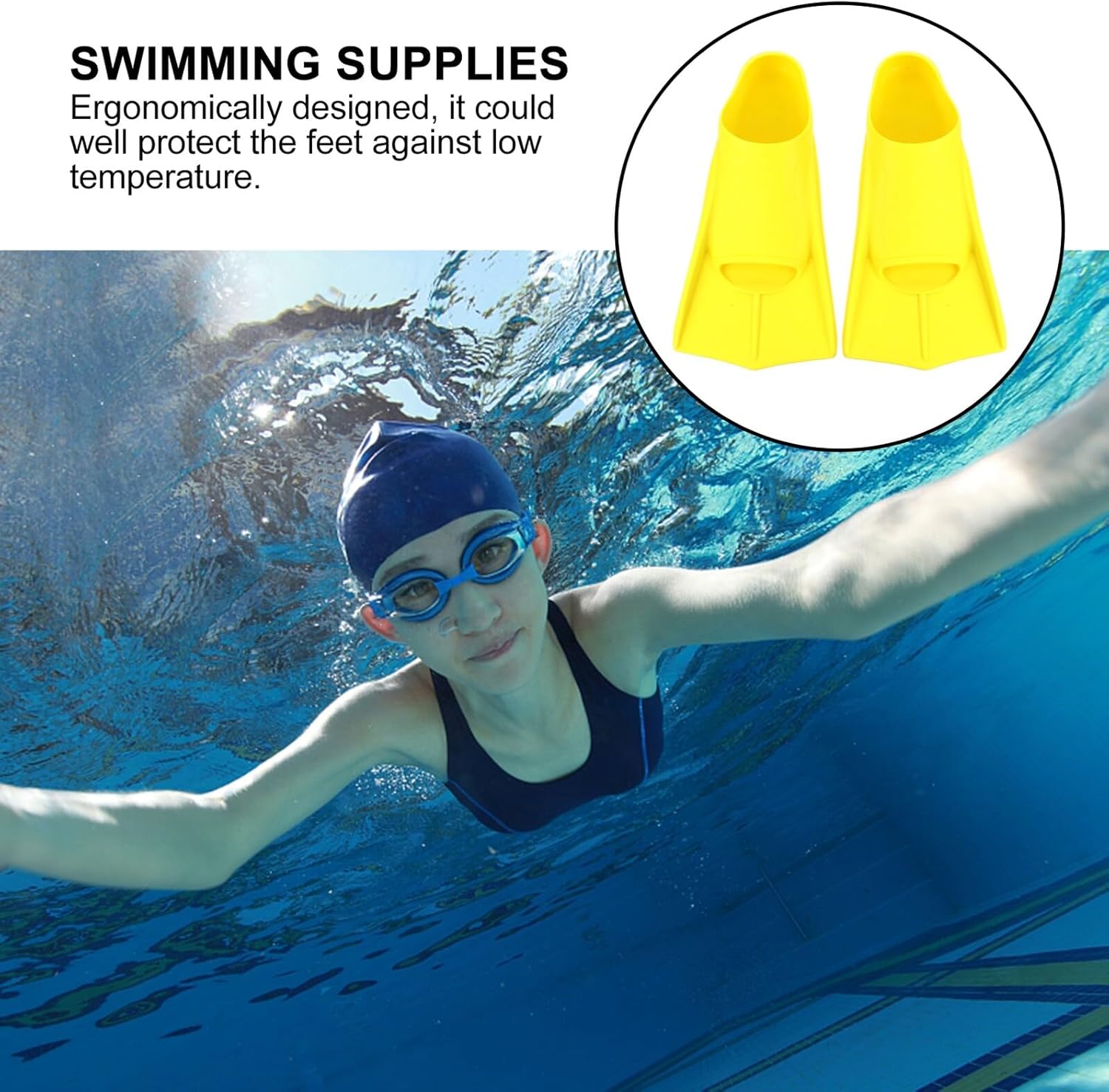 GALPADA Silicone Diving Flippers for Swim Training Yellow Hydrodynamic Design Swimming Paddles for Lap Swimming and Snorkeling Comfortable Non-Slip Swimming Equipment for Adults and Teens