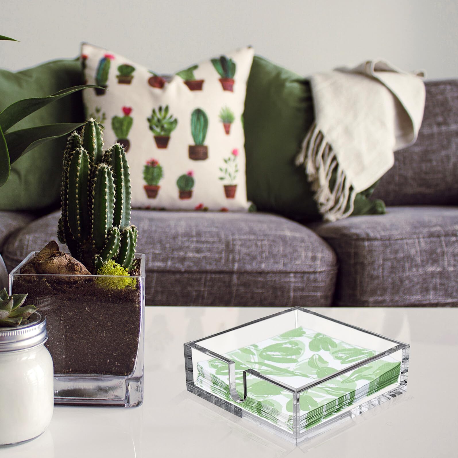 Soporte Acrílico Transparente para Servilletas de Fiesta Organizador de Papel de Mesa Antideslizante Práctico Dispensador Multifuncional para Cocina y Cócteles