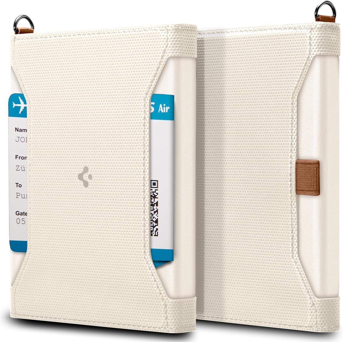 Spigen Leather RFID Blocking Passport Holder Travel Wallet - Dune Beige