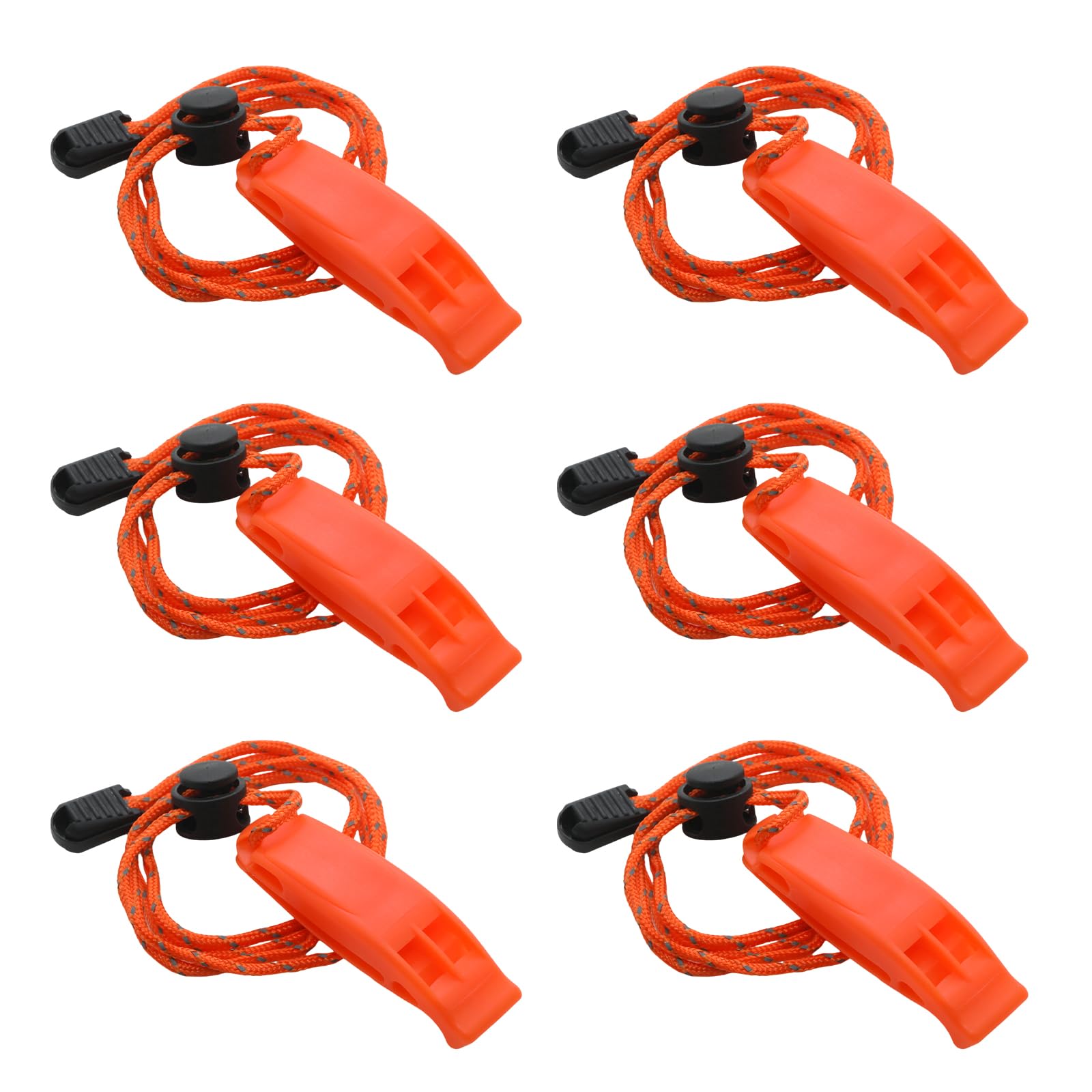 Yucenora 6 PCS Super Loud Safety Whistle, Emergency Marine Whistles, Survival Kayak Whistles with Adjustable Lanyard for Boating, Fishing, Hiking, Camping(Orange)